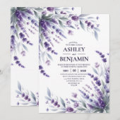 Lavendel Paarse Elegante Bloemen Waterverf Kaart (Voorkant / Achterkant)