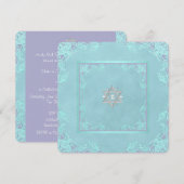 Lavendel Paarse en Blauwgroen Blue Bat Mitswa Kaart (Voorkant / Achterkant)