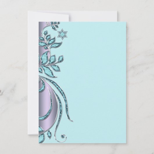 Lavendel Paarse en Blauwgroen Blue Bat Mitswa Kaart (Achterkant)