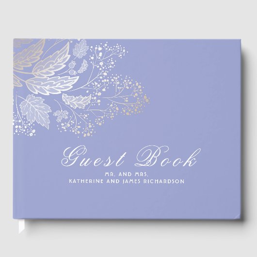 Lavendel Paarse en gouden gebladerte Elegante brui Gastenboek (Voorkant)