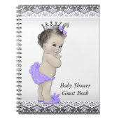 Lavendel Paarse en grijs Baby shower gastenboek Notitieboek (Voorkant)