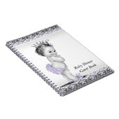 Lavendel Paarse en grijs Baby shower gastenboek Notitieboek (Rechterzijde)