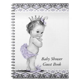 Lavendel Paarse en grijs Baby shower gastenboek Notitieboek