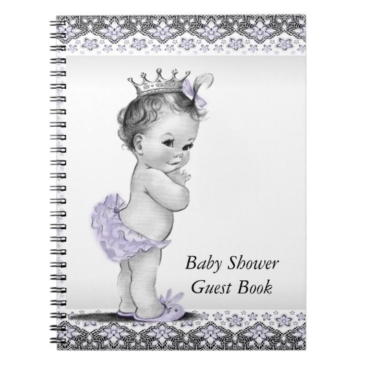 Lavendel Paarse en grijs Baby shower gastenboek Notitieboek (Voorkant)