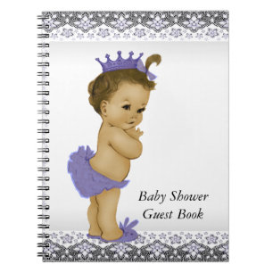 Lavendel Paarse en grijs Baby shower gastenboek Notitieboek