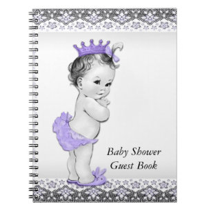 Lavendel Paarse en Grijze Baby Shower Gastboek Notitieboek