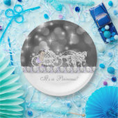 Lavendel Paarse en grijze prinses Baby shower Papieren Bordje (Feest)