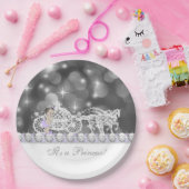 Lavendel Paarse en grijze prinses Baby shower Papieren Bordje (Feest)