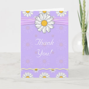 Lavendel Paarse en Witte Madeliefjes Bruiloft Beda Bedankkaart