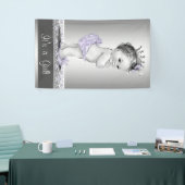 Lavendel Paarse en Zilveren Baby shower Spandoek (Beurs)