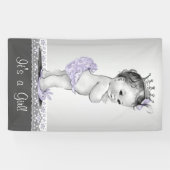 Lavendel Paarse en Zilveren Baby shower Spandoek (Horizontaal)