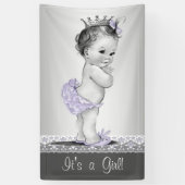 Lavendel Paarse en Zilveren Baby shower Spandoek (Verticaal)