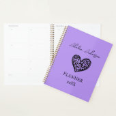 Lavendel Paarse en Zwarte Luipaard Patroon Hart Planner (Display)