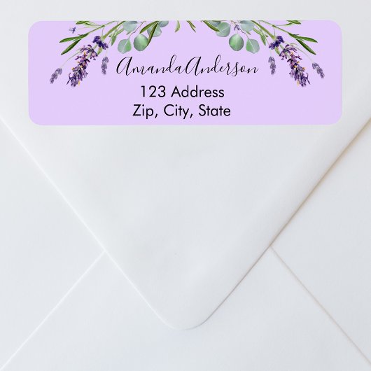 Lavendel paarse eucalyptus groen retouradres etiket