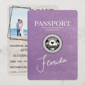 Lavendel Paarse Florida Passport Bewaar de datum Save The Date (Voorkant / Achterkant)