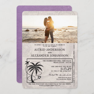 Lavendel Paarse Florida Passport Wedding Kaart