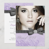 Lavendel Paarse foto afstudeeraankondigingen Kaart (Voorkant / Achterkant)