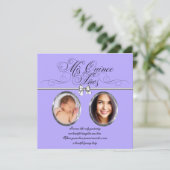 Lavendel Paarse foto Quinceanera Uitnodigingen (Staand voorkant)