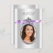 Lavendel Paarse foto RSVP kaarten (Voorkant / Achterkant)