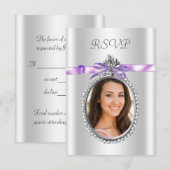 Lavendel Paarse foto RSVP kaarten Kaartje (Voorkant / Achterkant)
