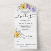 Lavendel Paarse Gele Bloemen Gouden Bruiloft RSVP All In One Uitnodiging (Binnen)