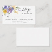 Lavendel Paarse gele RSVP Bloemen Bewaar de datum Informatiekaartje (Voorkant / Achterkant)