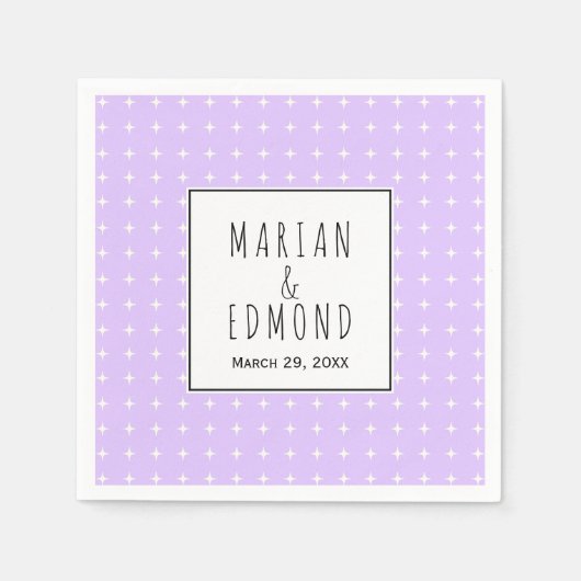 Lavendel paarse geometrische typografie bruiloft servet (Voorkant)