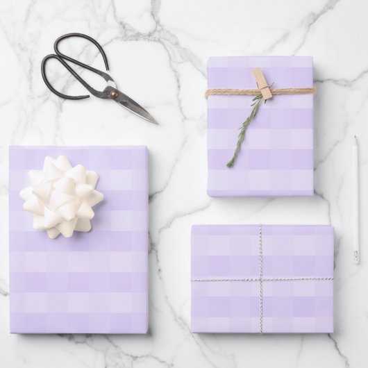  Lavendel Paarse Gingham Patroon Inpakpapier Vel (Voorkant)