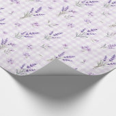 Lavendel Paarse Gingham Waterverf Bloem Geschenkve Cadeaupapier (Hoek)