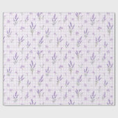 Lavendel Paarse Gingham Waterverf Bloem Geschenkve Cadeaupapier (Vlak)