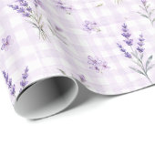 Lavendel Paarse Gingham Waterverf Bloem Geschenkve Cadeaupapier (Rol Hoek)