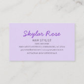 Lavendel Paarse Girly Schattige Visitekaartje (Achterkant)
