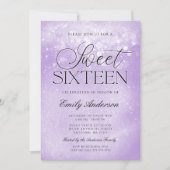 Lavendel Paarse Glitter Sweet 16 Kaart (Voorkant)
