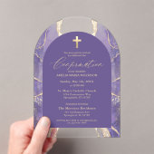 Lavendel Paarse gouden agaat bevestiging Modern Acryl Uitnodigingen (Insitu (Draagbaar))