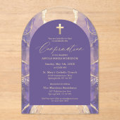 Lavendel Paarse gouden agaat bevestiging Modern Acryl Uitnodigingen (Voorkant)