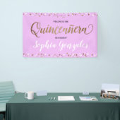 Lavendel paarse gouden confetti quinceanera Verjaa Spandoek (Beurs)