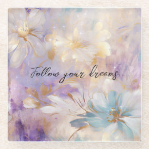 Lavendel Paarse Gouden Glam Bloemen Bruiloft Glazen Onderzetter