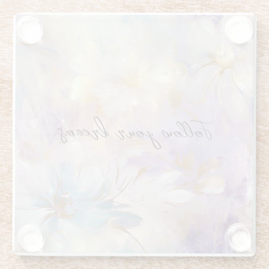 Lavendel Paarse Gouden Glam Bloemen Bruiloft Glazen Onderzetter (Achterkant)