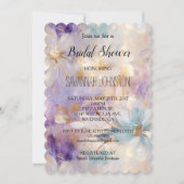 Lavendel Paarse Gouden Glam Bloemen Vrijgezellenfe Kaart (Voorkant)