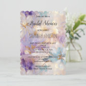 Lavendel Paarse Gouden Glam Bloemen Vrijgezellenfe Kaart (Staand voorkant)