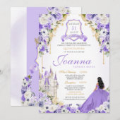 Lavendel Paarse & Gouden Koninklijke Prinses Quinc Kaart (Voorkant / Achterkant)