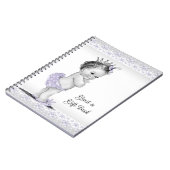 Lavendel Paarse Grijs Baby shower Cadeau Gastenboe Notitieboek (Linkerzijde)