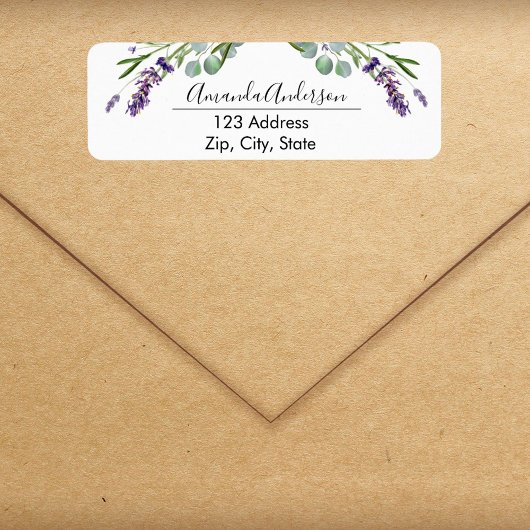 Lavendel paarse groene retouradres etiket