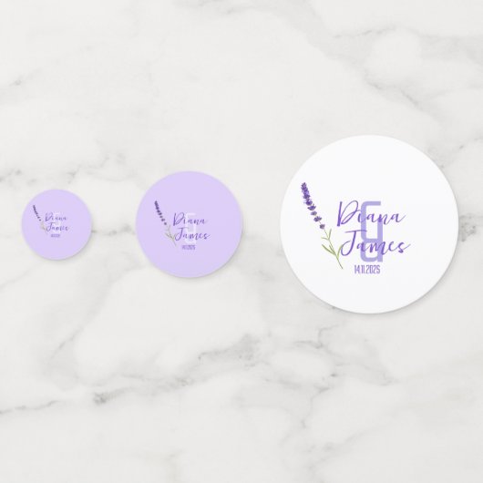 Lavendel paarse & Groene Trouwtafel Confetti (Voorkanten)