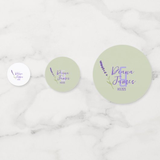 Lavendel paarse & Groene Trouwtafel Confetti (Achterkanten)