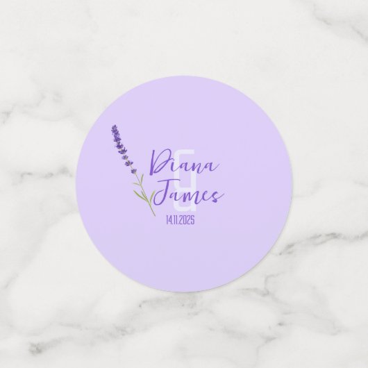 Lavendel paarse & Groene Trouwtafel Confetti (Kleine voorkant)