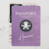 Lavendel Paarse Hawaii Passport Bewaar de datum Save The Date (Voorkant / Achterkant)