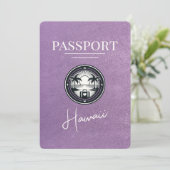 Lavendel Paarse Hawaii Passport Bewaar de datum Save The Date (Staand voorkant)