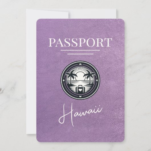 Lavendel Paarse Hawaii Passport Bewaar de datum Save The Date (Voorkant)