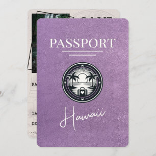 Lavendel Paarse Hawaii Passport Bewaar de datum Save The Date